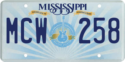 MS license plate MCW258