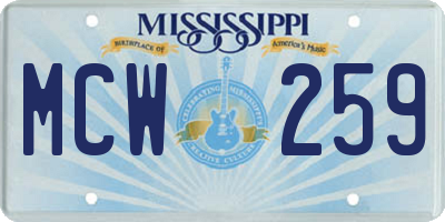 MS license plate MCW259