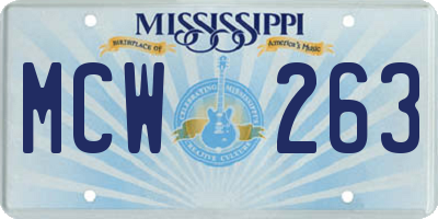 MS license plate MCW263