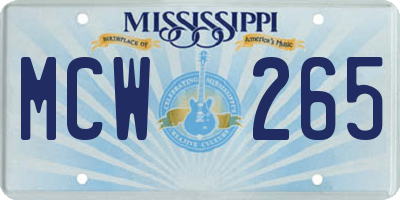 MS license plate MCW265