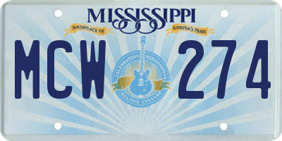 MS license plate MCW274