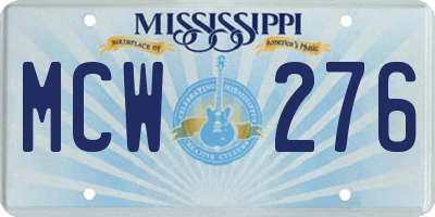 MS license plate MCW276