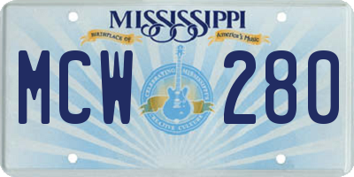 MS license plate MCW280