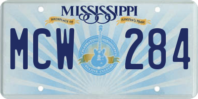 MS license plate MCW284
