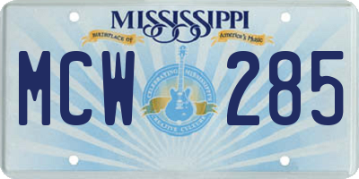 MS license plate MCW285