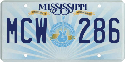 MS license plate MCW286