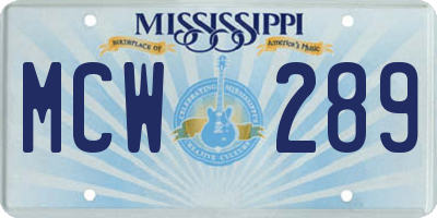 MS license plate MCW289