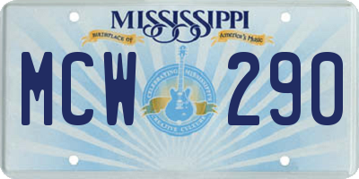 MS license plate MCW290
