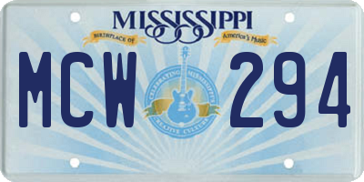MS license plate MCW294