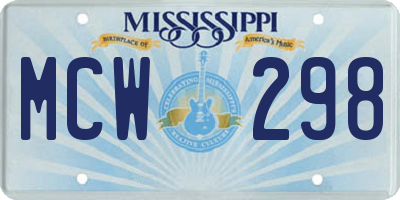 MS license plate MCW298