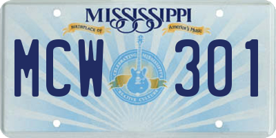 MS license plate MCW301