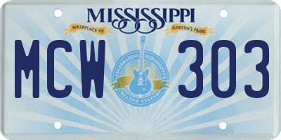 MS license plate MCW303