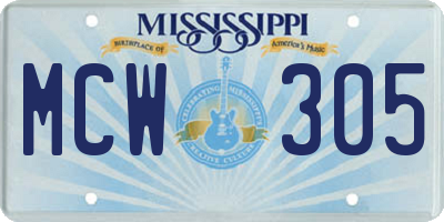 MS license plate MCW305