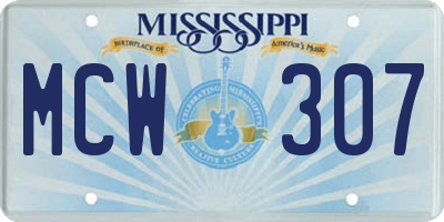 MS license plate MCW307