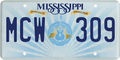 MS license plate MCW309