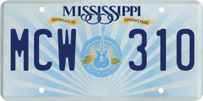 MS license plate MCW310