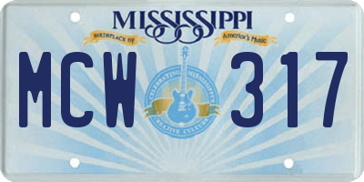 MS license plate MCW317