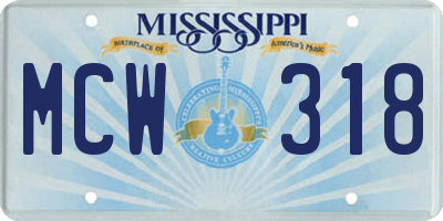 MS license plate MCW318