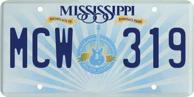 MS license plate MCW319