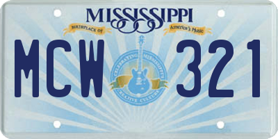 MS license plate MCW321