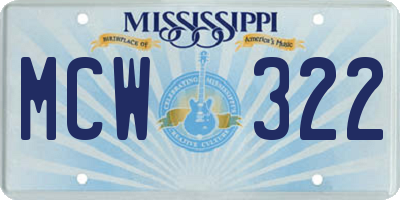 MS license plate MCW322