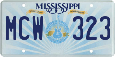 MS license plate MCW323