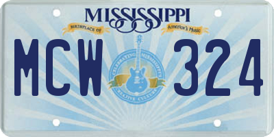 MS license plate MCW324