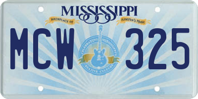 MS license plate MCW325