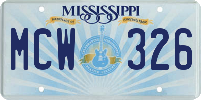 MS license plate MCW326
