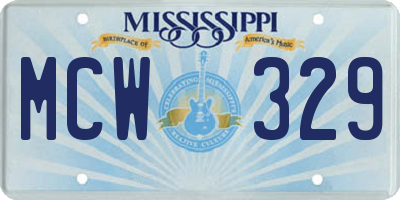MS license plate MCW329