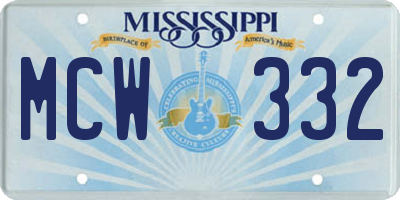 MS license plate MCW332