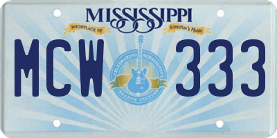 MS license plate MCW333