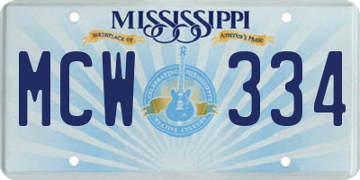 MS license plate MCW334