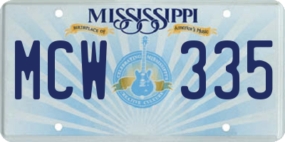 MS license plate MCW335