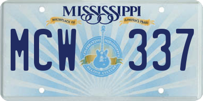 MS license plate MCW337