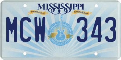 MS license plate MCW343