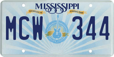 MS license plate MCW344