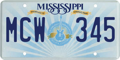 MS license plate MCW345