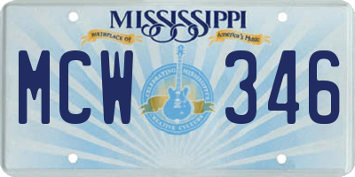 MS license plate MCW346