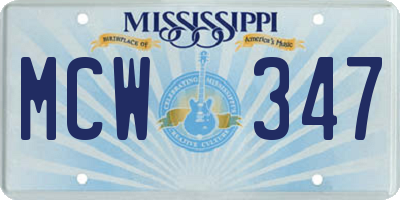 MS license plate MCW347