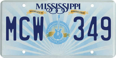 MS license plate MCW349