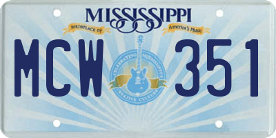 MS license plate MCW351