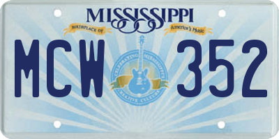 MS license plate MCW352