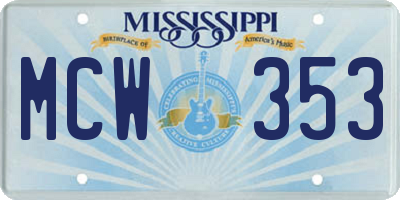 MS license plate MCW353