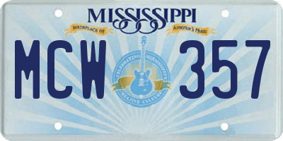 MS license plate MCW357