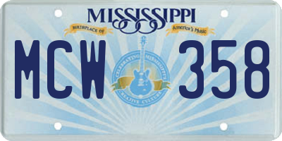MS license plate MCW358