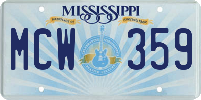 MS license plate MCW359