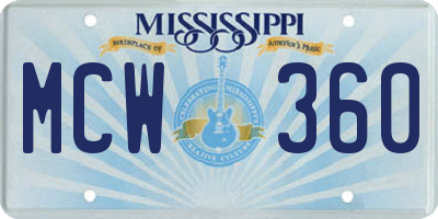 MS license plate MCW360