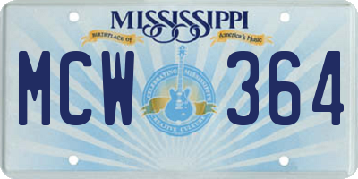 MS license plate MCW364