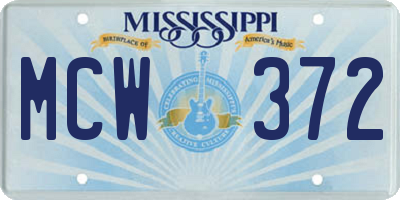 MS license plate MCW372